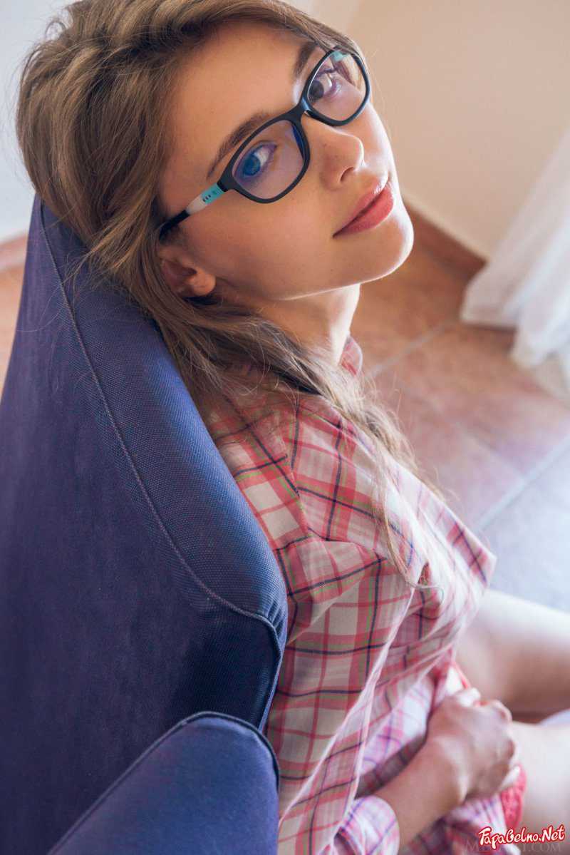 Girl with glasses with big breasts