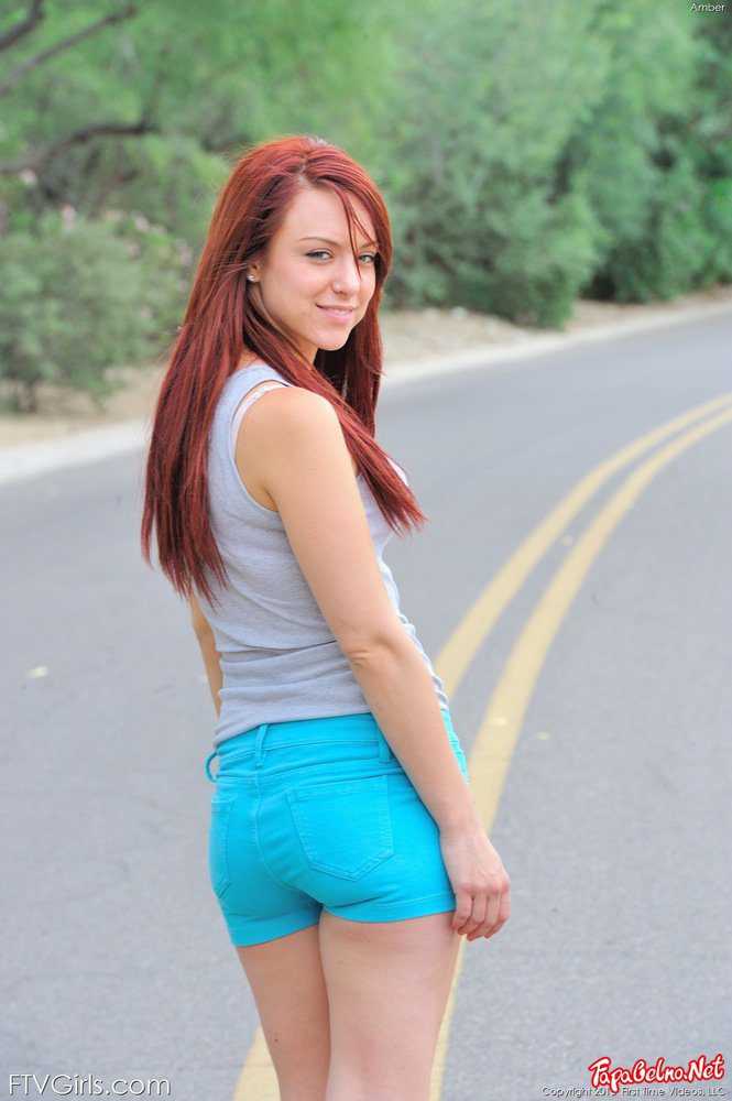 Redhead girl on the road