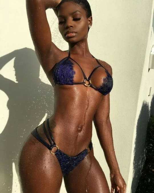 Sexy and slim ebony girl